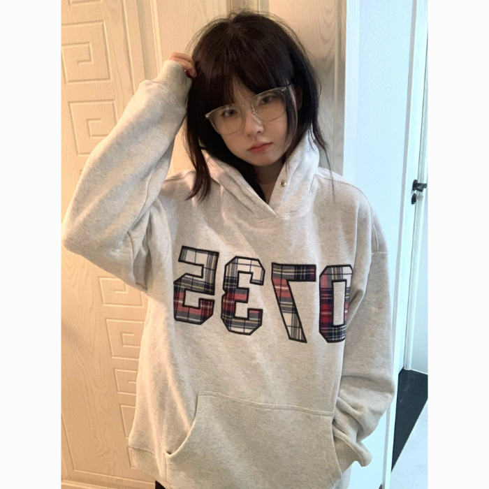 连帽卫衣女国潮美式oversize情侣学生宽松秋冬新款加绒加厚上衣服|undefined