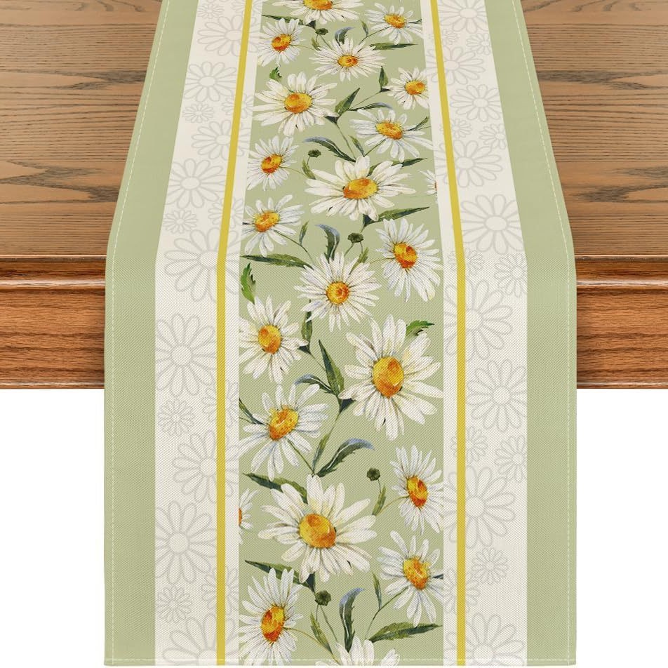 Primavera y verano venta en caliente bandejas de mesa transfronterizas frescas flores pastílicas imitación de tela de mesa de lino girasoles verde bandejas de mesa de hoja