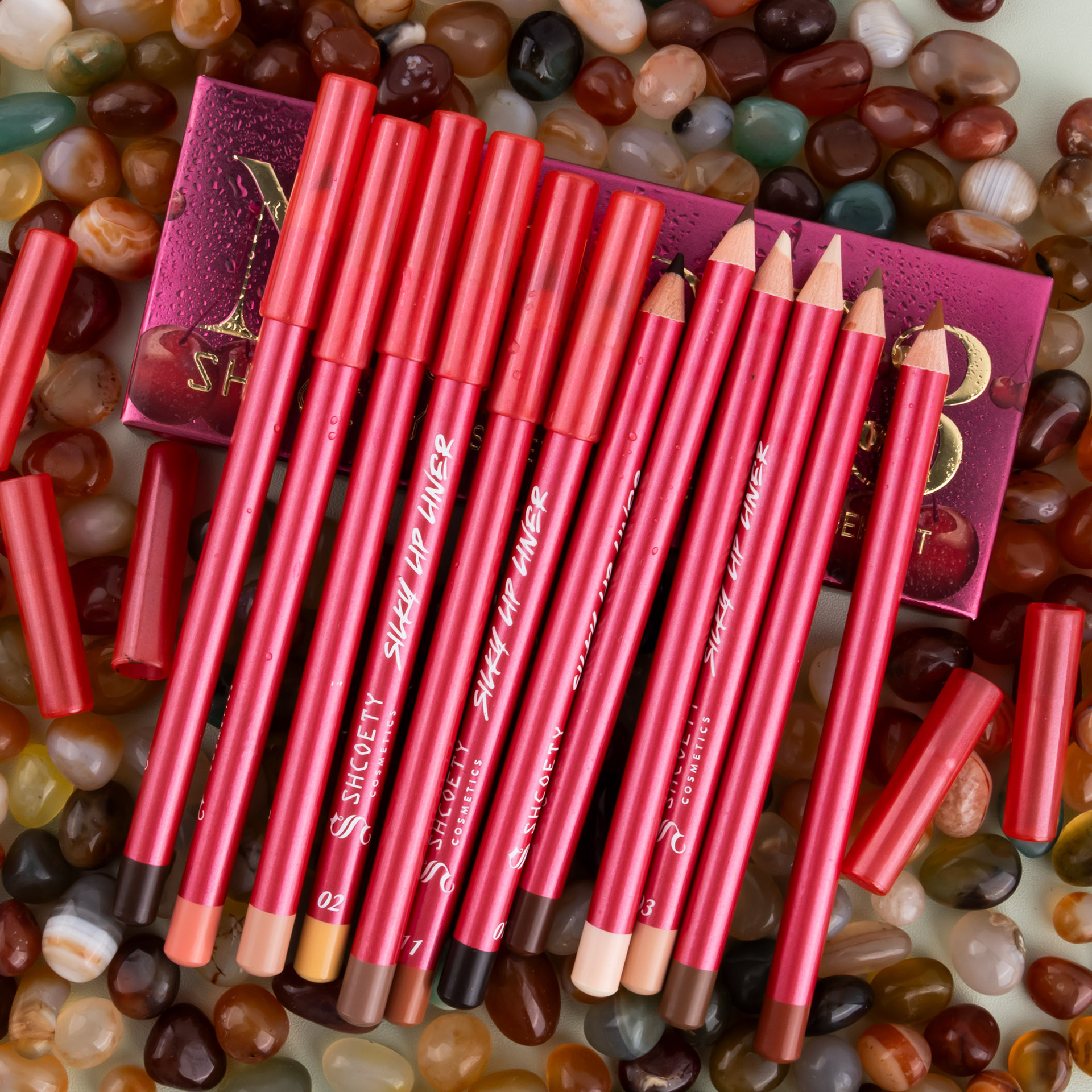SHCOETY European and American Cross-border 12-color matte red Lip liner Pen Set, Nude color, long-lasting and non-fading third generation undefined