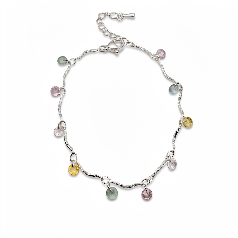 Collar de arroz redondo de zircon de color lujo ligero nicho de alta calidad cadena de clavícula temperamento simple conjunto de joyería versátil
