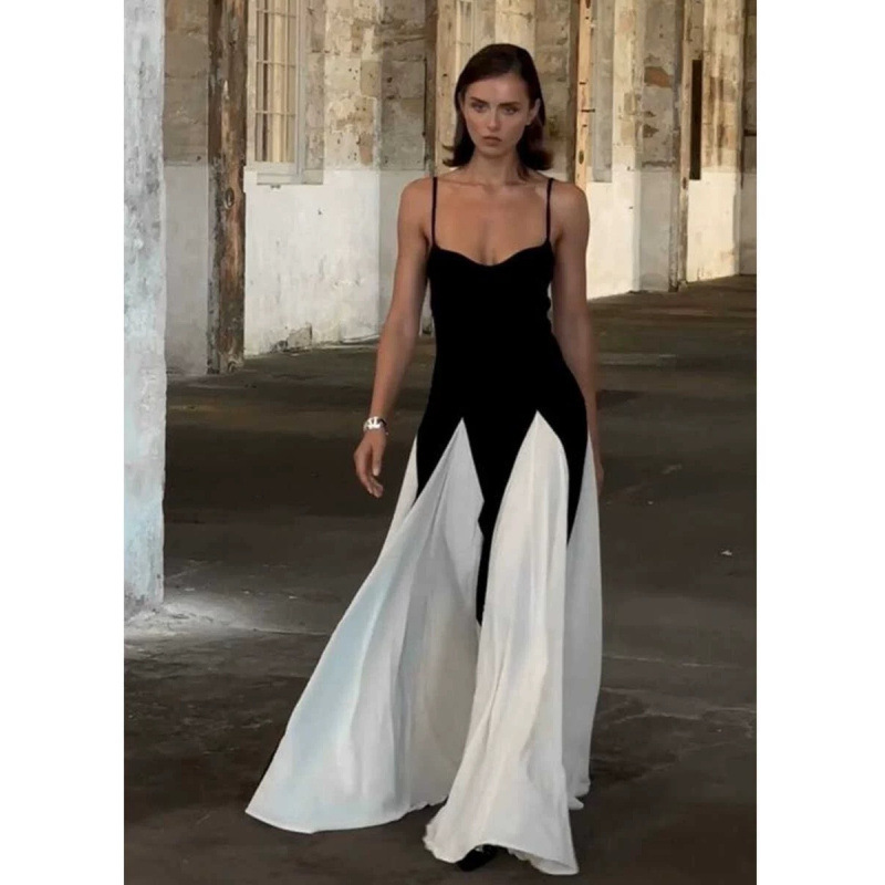 French High-end Black and White Color Block Royal Sister Style dress Slim-fit Slimming Slip Skirt Large Tall Dress French High-end Black and White Color Block Royal Sister Style dress Slim-fit Slimming Slip Skirt Large Tall Dress