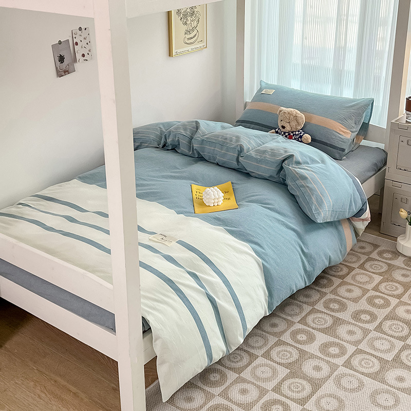 Student Pure Cotton Fitted Bed Sheets for Dormitories 90×190 Three-Piece Set 1.2m Bed Bed Sheets, Bedding and Pillows, a Complete Set of Six