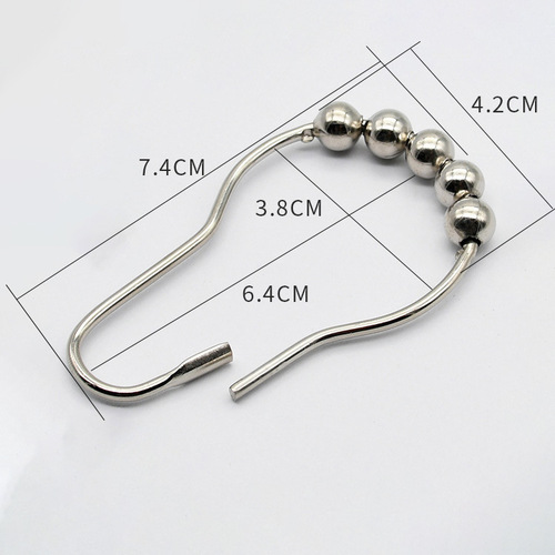 Ball Bath Curtain Ring Hook Ring Gourd Shape Stainless Steel Five Bead Rust-Proof Bath Curtain Hook