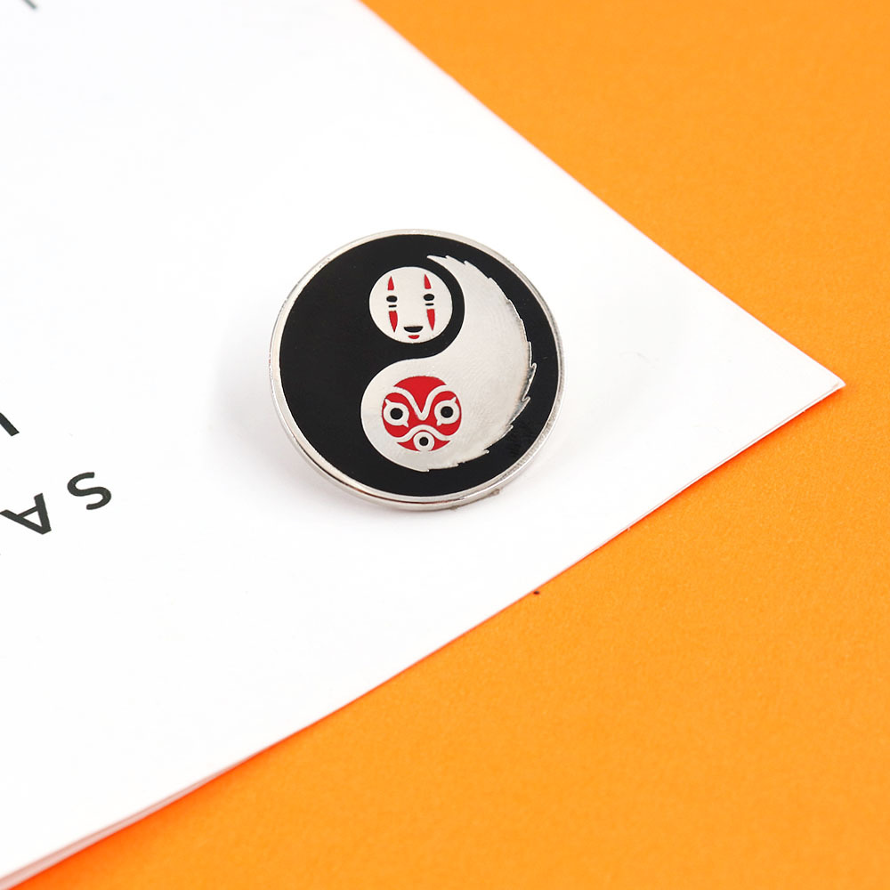 Spirited Away Faceless Male Ghost Princess Yin and Yang Badge Fantasy Adventure Animated Movie Inspired Enamel Pin