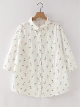 W 12327 Dandelion Print Cotton Shirt �ѹ�Ӣӡ������ �羳����