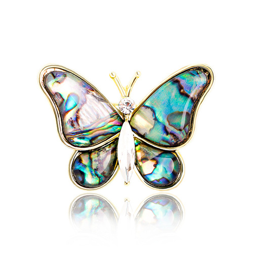 Butterfly brooch for women, anti-exposure imitation abalone shell rhinestone brooch, cheongsam accessories, high-end butterfly corsage