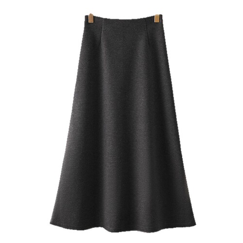 Chic, soft-quality, high-quality acetate cashmere blended A-line semi-slip skirt for autumn and winter, elegant and slimming, versatile and fashionable.