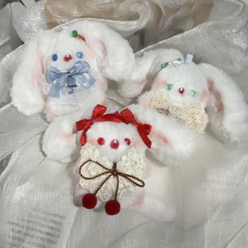 Lolita Squeaky Rabbit Plush Pendant Doll Bag Backpack Keychain Cute Lop-Eared Rabbit Ornament