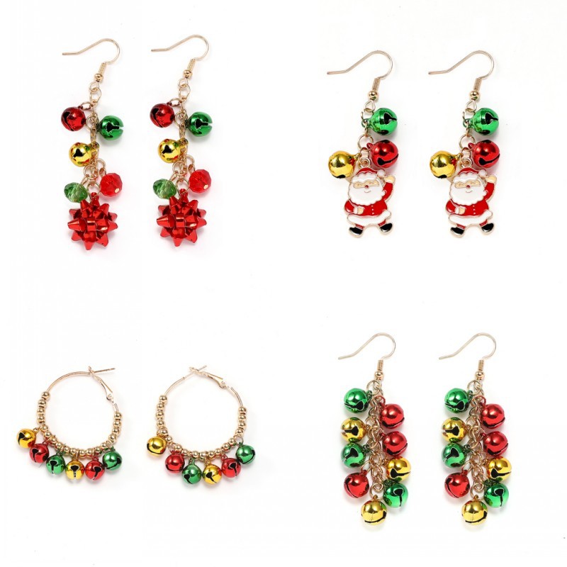 14g Weight Alloy Ear Needle Material Drop Earrings Classification 1 Pair Quantity Holiday, Festival Occasion Alloy Material Christmas Festival Christmas Tree, Santa Claus, Bell Pattern Women's Gender Cute Style 1 Pair Christmas Cute Christmas Tree Santa Claus Bell Alloy Drop Earrings 无