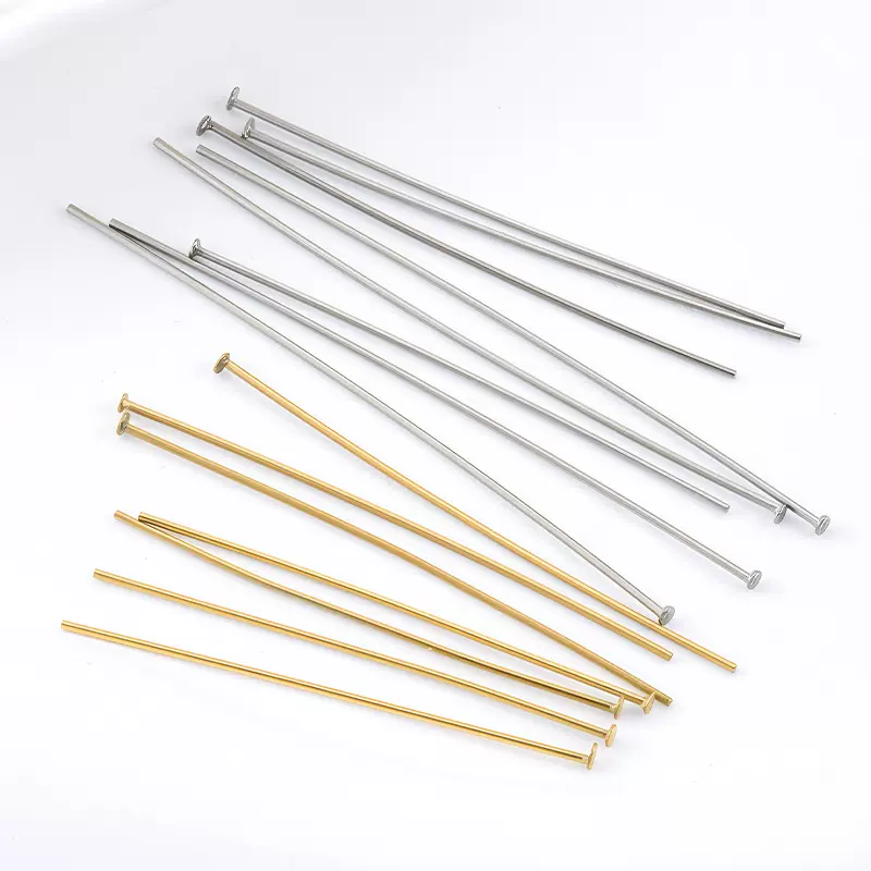 真空炉内电镀金色T字针不锈钢DIY饰品配件 手工串珠坠子挂饰材料