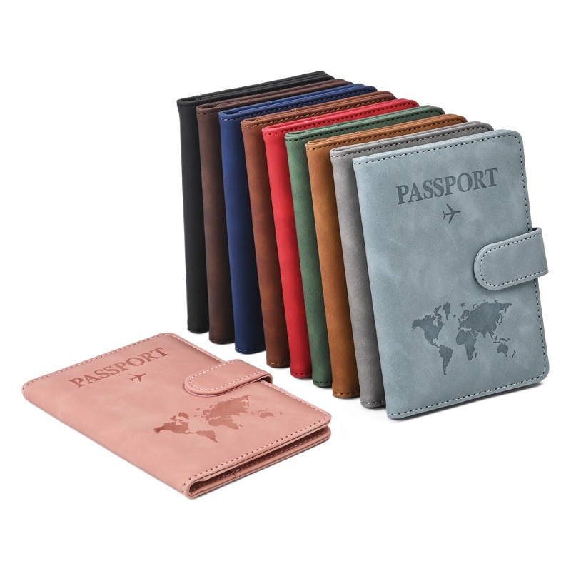 2024 cross-border new anti-magnetic RFID color-changing PU map multi-function Passport Holder Card Holder Factory Outlet