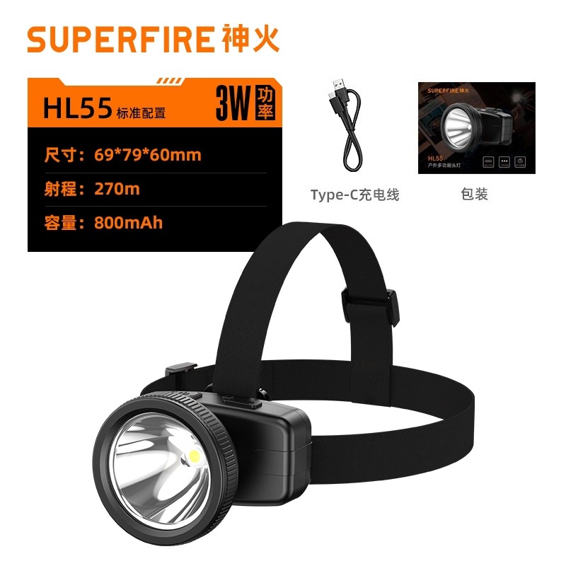 Faros de Shenhuo, luz fuerte, luz de largo alcance, iluminación de minero montada en la cabeza, gran apertura, LED recargable, faros de pesca al aire libre al por mayor