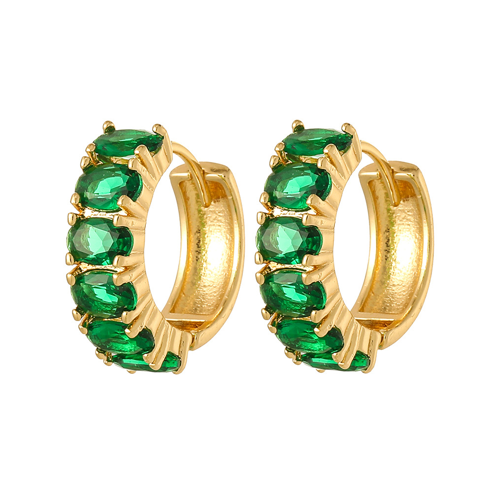 Fashion C Shape Copper Gold Plated Zircon Earrings 1 Pair