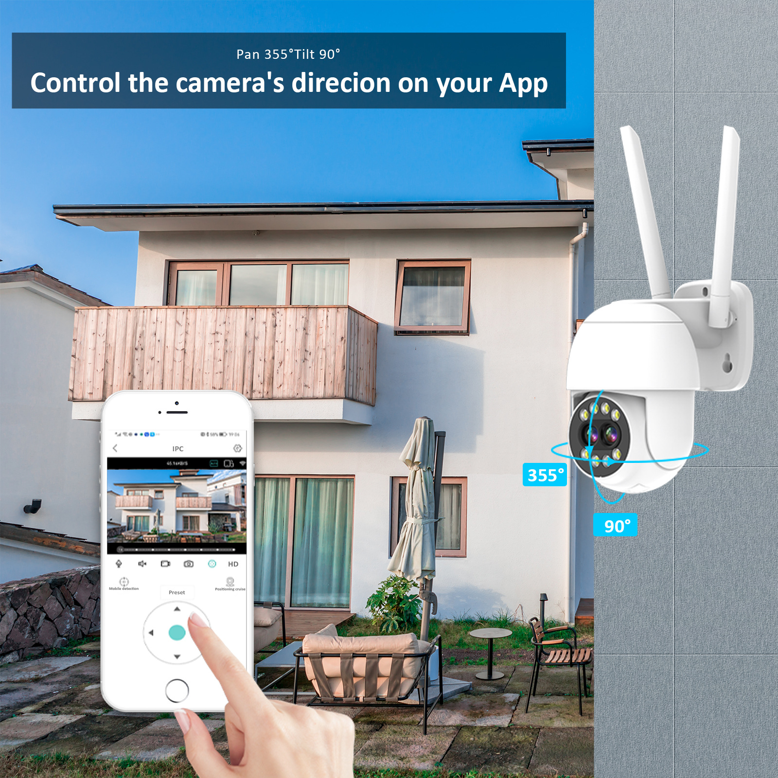 Cámara de Vigilancia con Zoom Óptico para Exteriores, Zoom Óptico, Comercio Exterior, Venta Caliente Transfronteriza, Monitor PTZ Inalámbrico