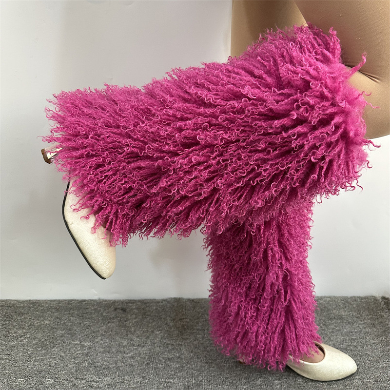 European and American Beach Wool Leg Socks, Sheep Curly Snow Boots, Plush Calf Socks, Cute Pile Socks, Autumn and Winter Cold-Proof Socks