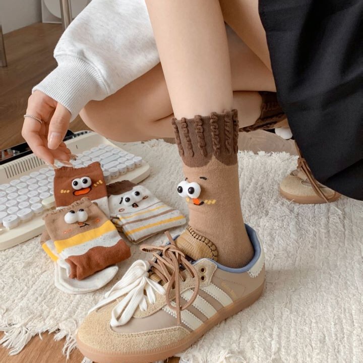 Ugly Cute Fun Funny Socks Couple's Personality TikTok Internet Celebrous Explosions Cute Cartoon Three-Dimensional Big Eyes Socks