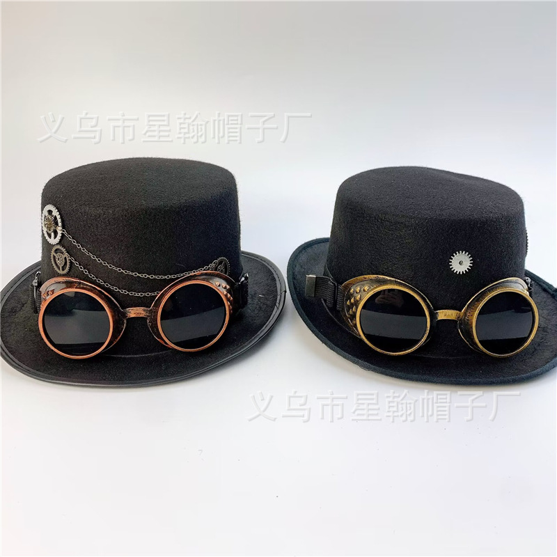 Estrellas americanas y rayas cinta vintage alto sombrero mago etapa rendimiento Festival fieltro paño recto sombrero alto