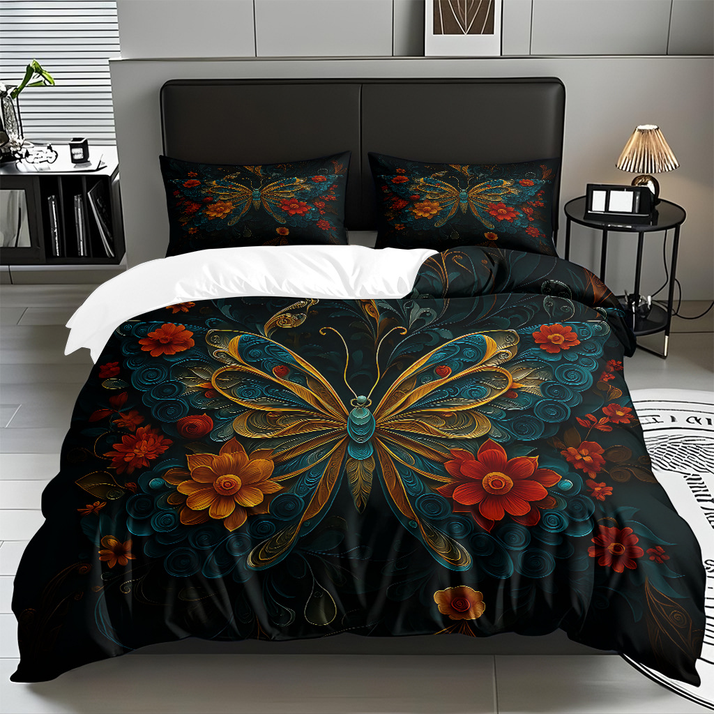 Su propia fábrica suministra directamente una variedad de colchas de impresión digital de mariposa. Comercio electrónico transfronterizo preferido para soportar el modo TEMU JIT.