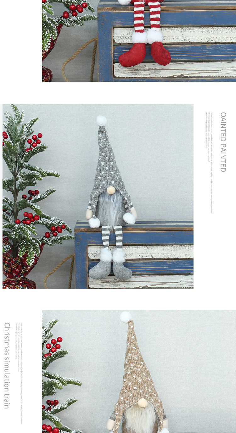 Sitting Doll Ornament Hand-knitted Faceless Hanging Leg Decor_voghion.com