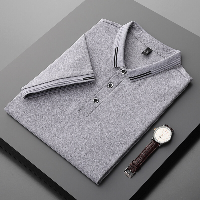 Camiseta polo de color sólido de manga corta para hombre, estilo nuevo y delgado para verano, informal de negocios, holgada, con bordado moderno. image 8
