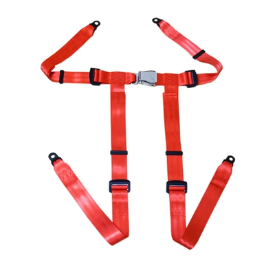 Hot selling aircraft buckle four-point safety belt adult children kart racing belt modified seat safety belt (Car seat belt) - no-45-steel-buckle-four-point-type-red