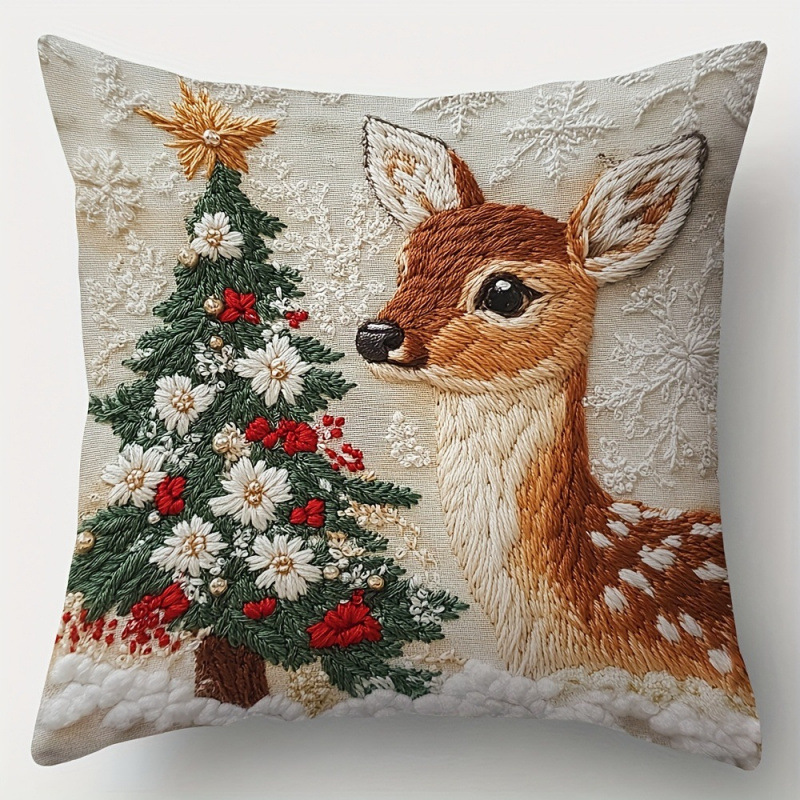 Navidad encontrada explosión abrazo funda de almohada festivales conejo alce decoración sofá atmósfera sensación de lino funda de cojín al por mayor image 13