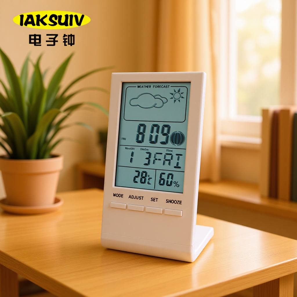 厂家供应闹钟温湿度钟LCD天气预报钟座钟台钟L形钟另特定钟万年历