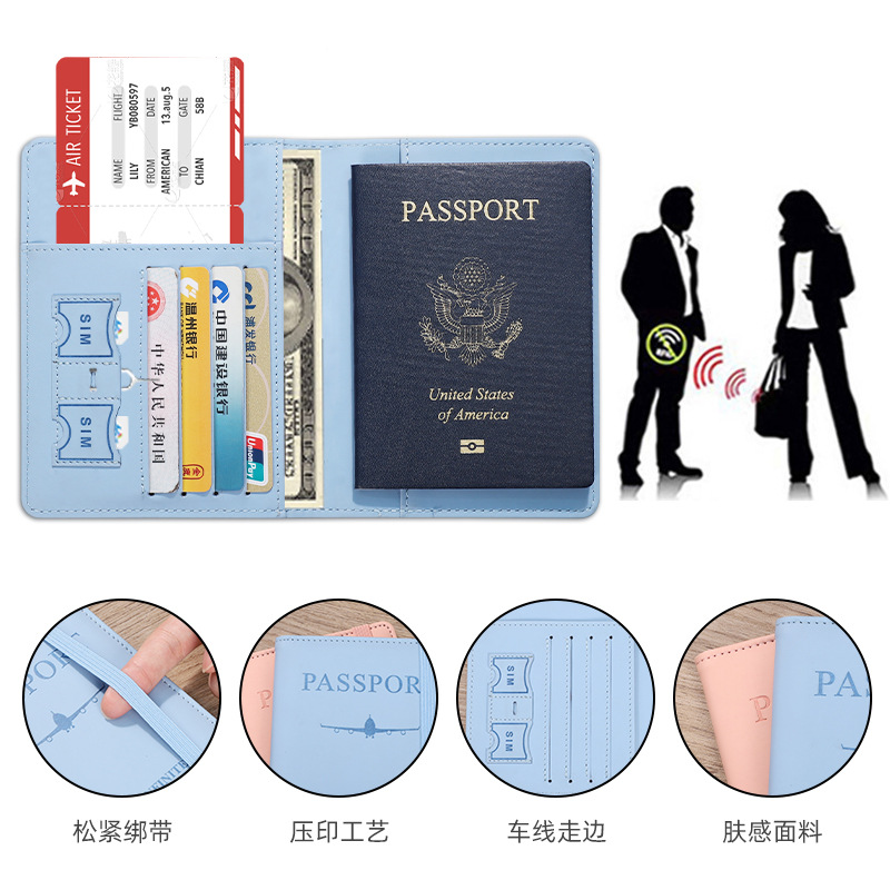 Wholesale Amazon pu leather passport bag rfid multi-card slot multi-function passport document set passport