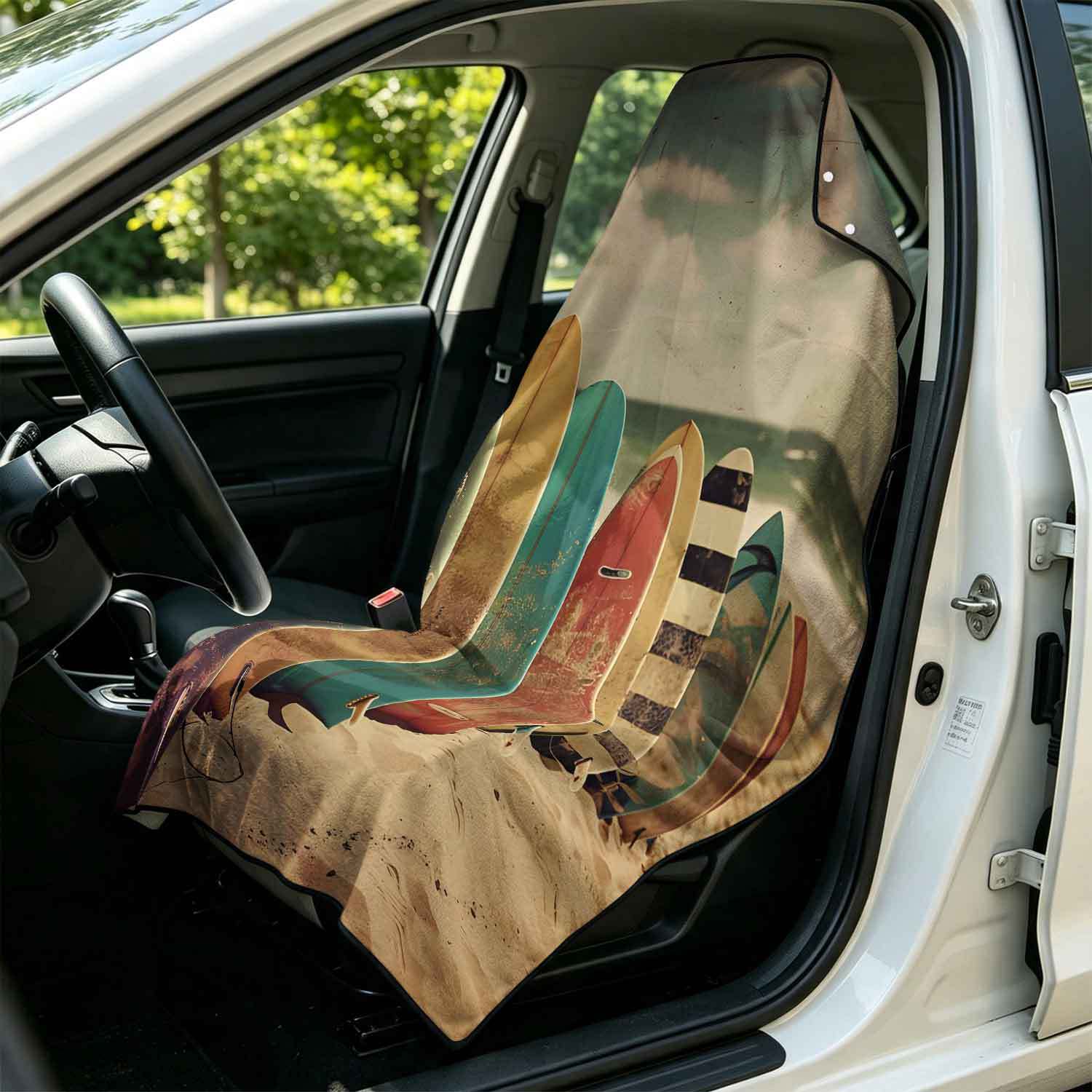 Printed bath towel and car seat cover 2-in-1, ultra-fine fiber outdoor beach and car dual-use universal seat cushion