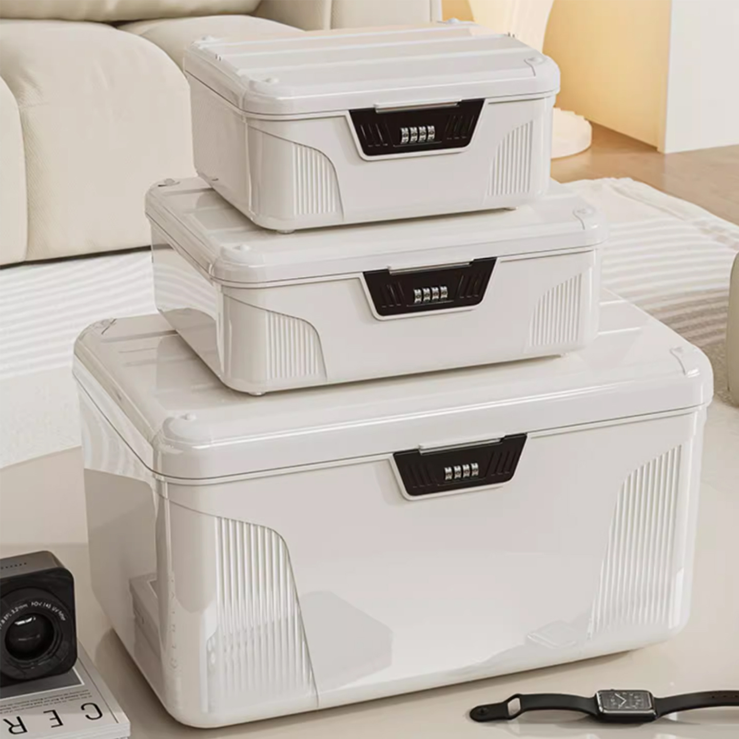 Carefully Selected Items, Documents, and Privacy Items: Extra-Large, Large-Capacity Storage Box with Lock and Password, Car Storage Organizer