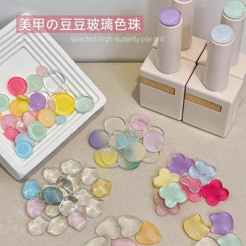 30 Nail Art Beans Color Card Stereo Transparent Nail Polish Display Board Glass Color Beads Nail Polish for Nail Salons