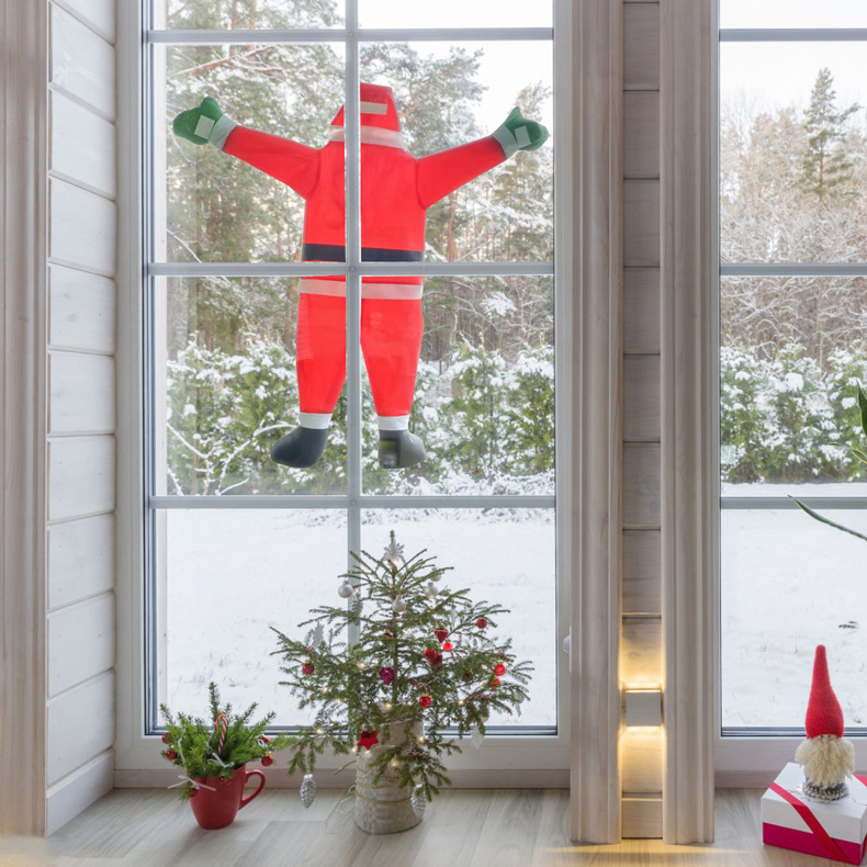 Papá Noel transfronterizo trepa la pared decora la ropa de la ventana de la pared de Navidad atmósfera extraña Papá Noel trepa la pared ropa