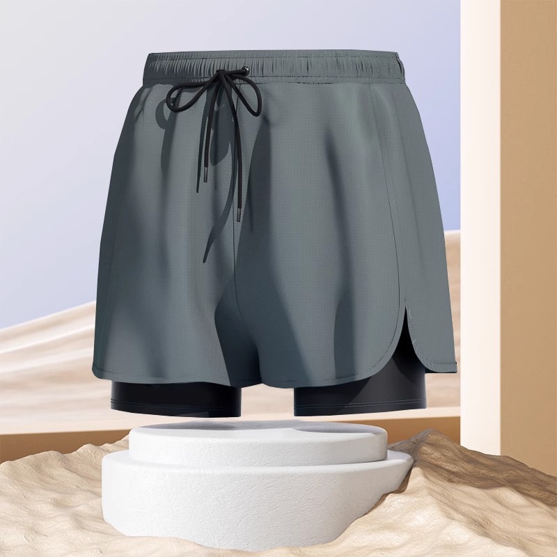 メンズ水泳パンツ、速乾性、恥ずかしくない、5点式水泳パンツ、水泳キャップ、水泳ゴーグル、3点セット、メンズ水泳温泉水泳用品|undefined