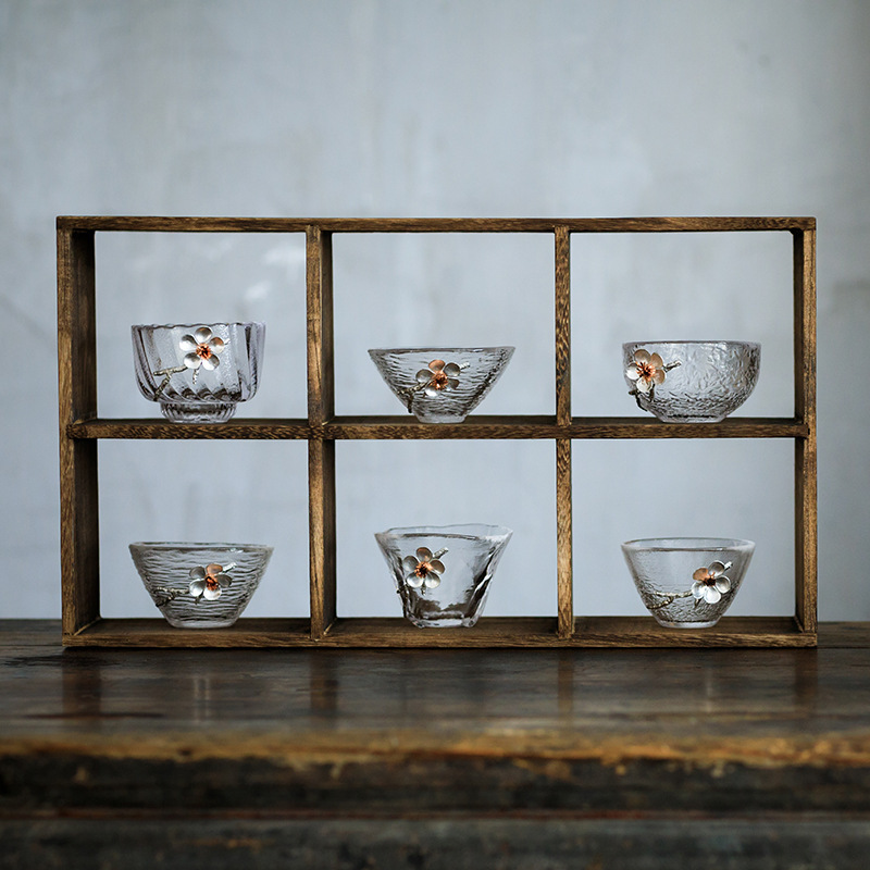 Estilo japonés de vidrio martillado pequeña taza de té de estaño taza única taza personal principal Kung Fu juego de té cubierta tazón de vidrio
