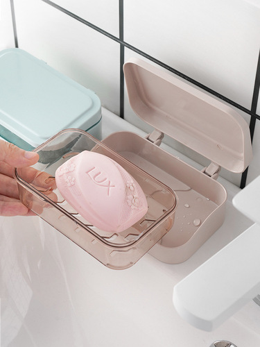 Soap box soap rack home light luxury double-layer drain opening and closing creative bathroom bathroom travel soap storage box