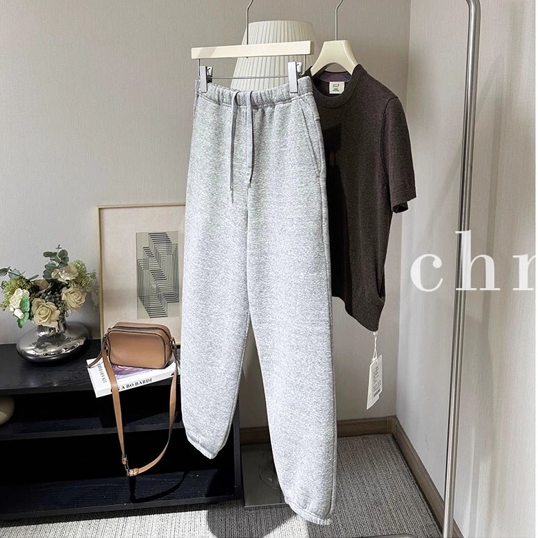 Japanese-Style Reputation Soft Tencel Cotton Fleece Warm Cuffed Sweatpants 14170
