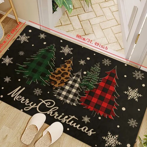 Hot-selling Santa Claus floor mats, absorbent and non-slip crystal velvet floor mats, doormats