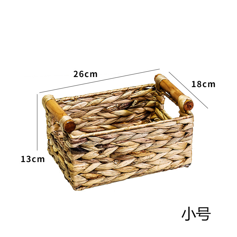 Cesta de almacenamiento de paja de calabaza personalizada transfronteriza con mango de madera cesta de vieira cesta de almacenamiento de decoración del hogar tejida a mano