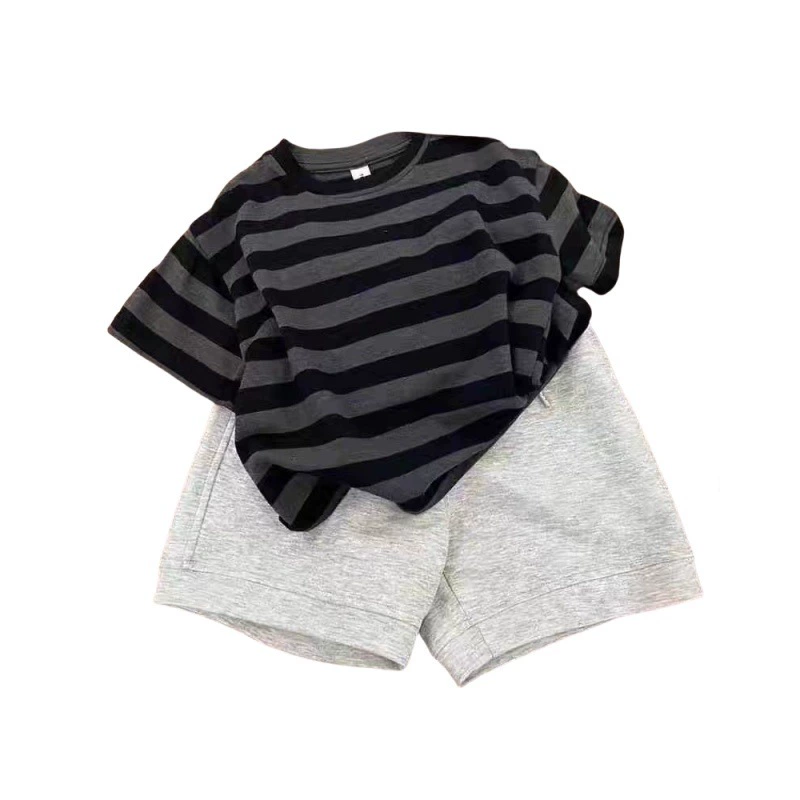 Детский летний комплект для мальчиков, футболка, западный стиль, с коротким рукавом