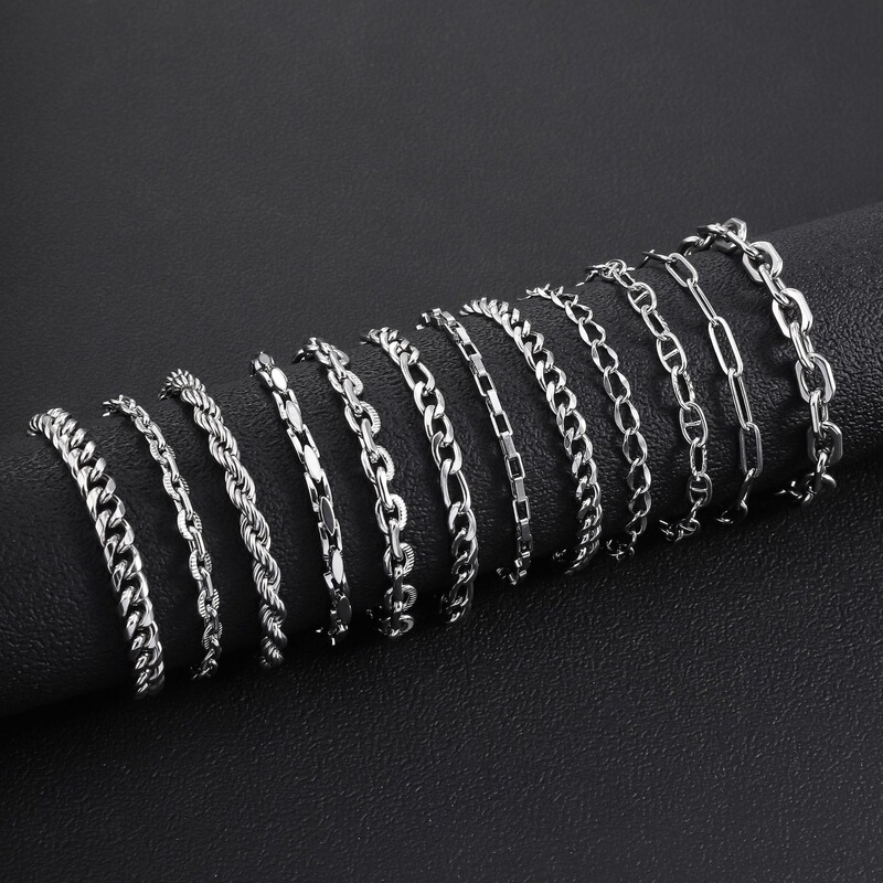 Cross-Border Hot-Selling Stainless Steel Bracelet for Men in Europe and America, Non-Fading Cuban Chain, Fashionable and Versatile, Washable Titanium Steel Bracelet Cross-Border Hot-Selling Stainless Steel Bracelet for Men in Europe and America, Non-Fading Cuban Chain, Fashionable and Versatile, Washable Titanium Steel Bracelet