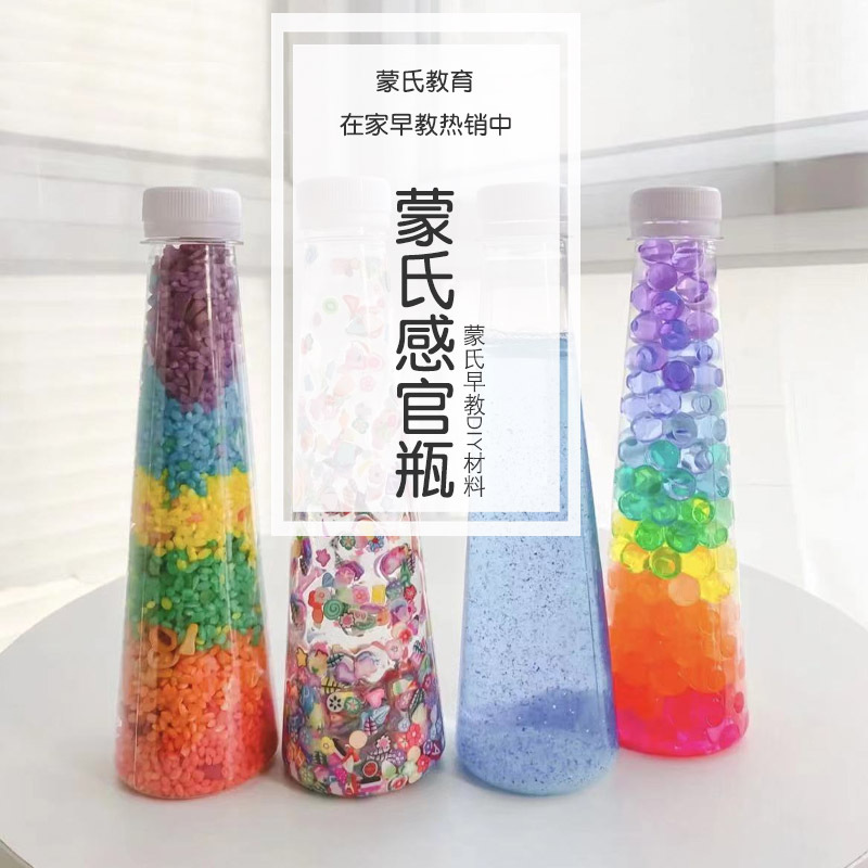 Bebé educación temprana Montessori en casa DIY sensorial botella bolsa de entrenamiento juguetes educativos Montessori Educación Temprana Formación