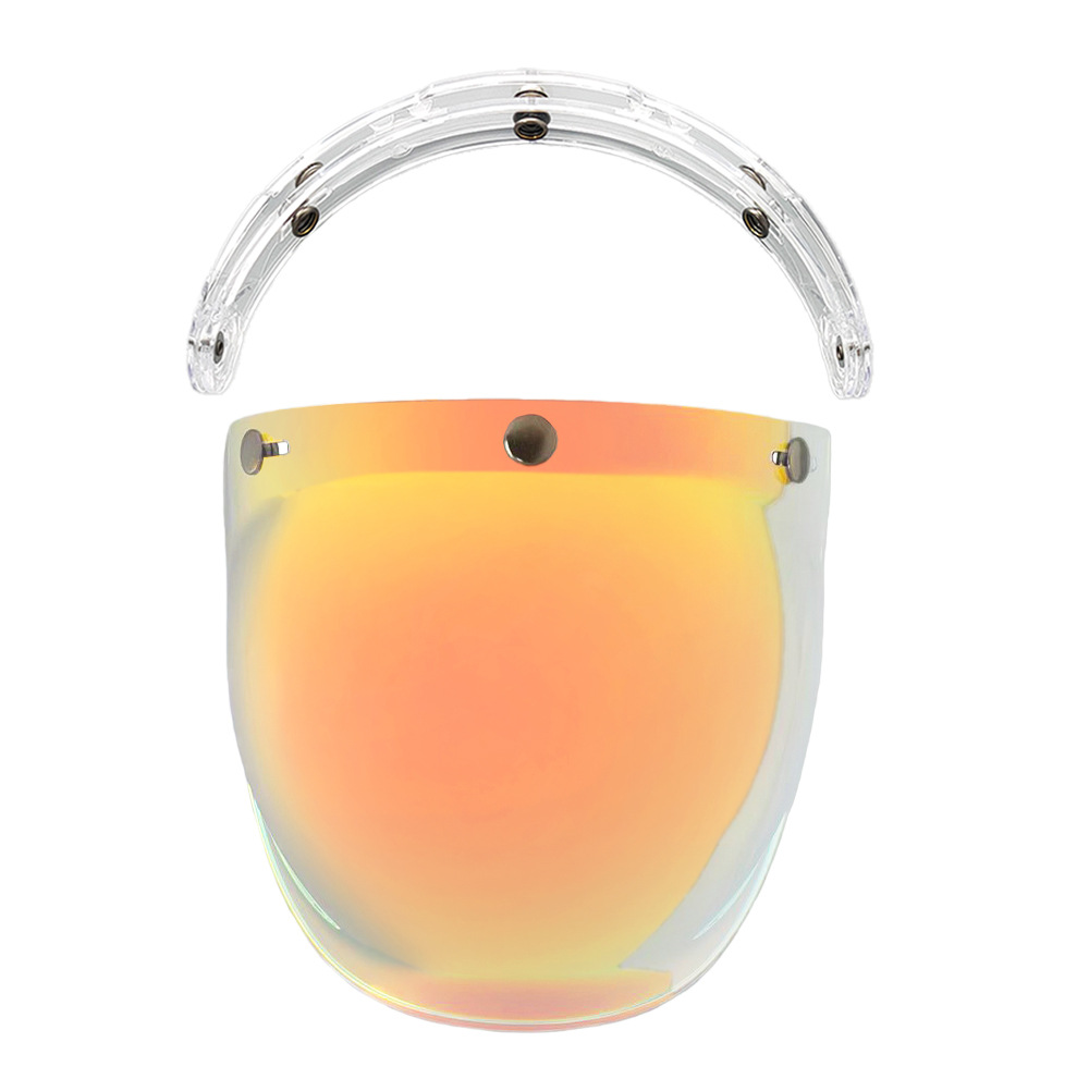 Helmet Bubble Lens Curved Three-Button Electroplating Motorcycle Retro Helmet Mirror Guard Uv Protection Sun Protection