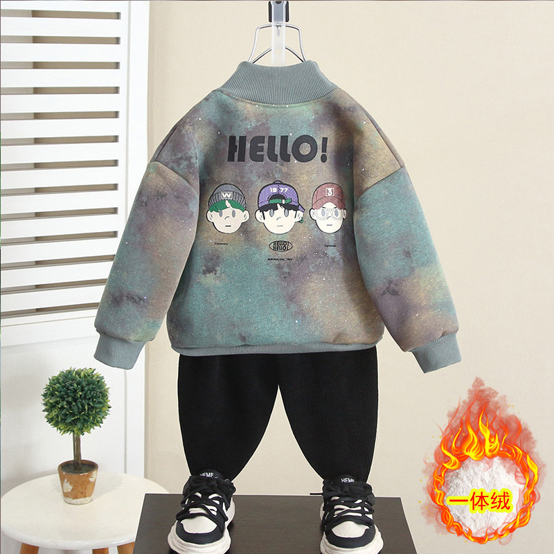 6566 ropa para niños más suéter de terciopelo ropa de otoño e invierno ropa coreana para niños 2025 nuevo suéter de lana gruesa de invierno para bebés