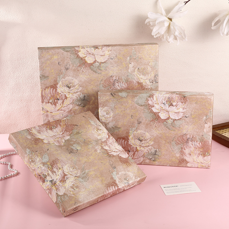 New Creative Ink Scarf Gift Box Scarf Clothes Bronzing Portable Box Exquisite Heaven and Earth Cover suit Gift Box