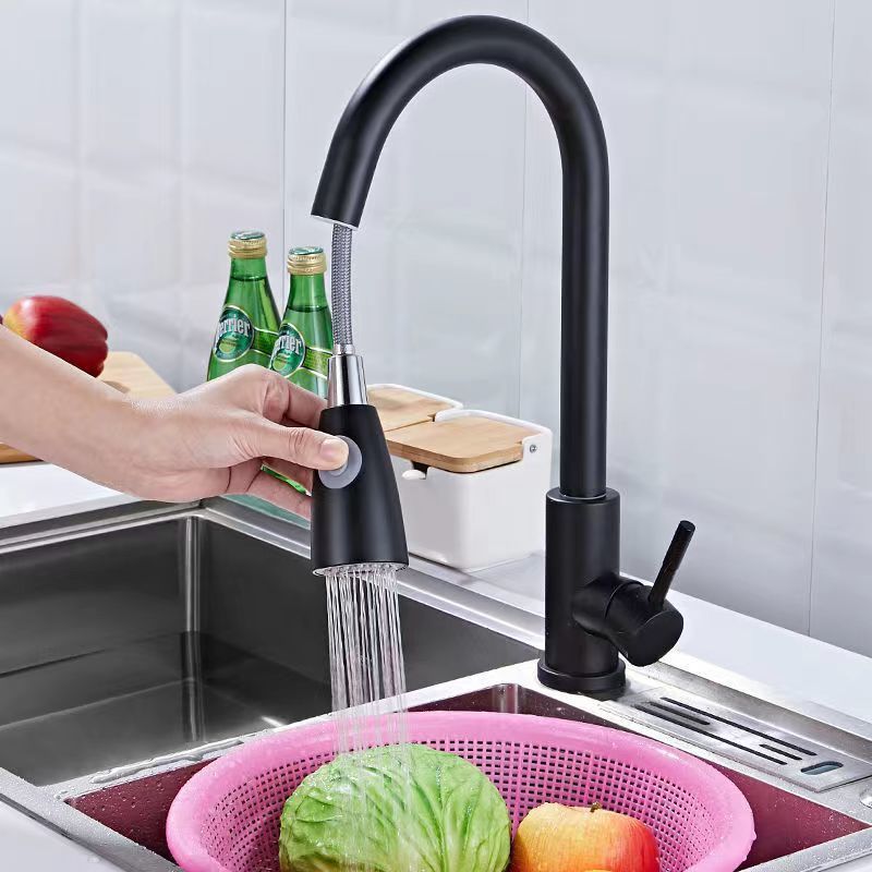 Grifo de cocina extraíble de cobre para agua fría y caliente, para uso doméstico, grifo retráctil antisalpicaduras para fregadero, venta al por mayor de fábrica.