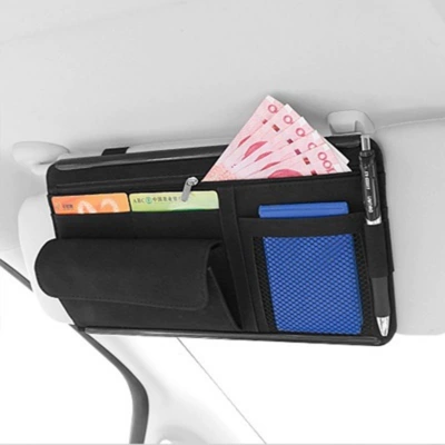 Bill Holder Multi-Functional Car – Car Glasses Clip/Bill Clip - black-8018-glasses-case-suede