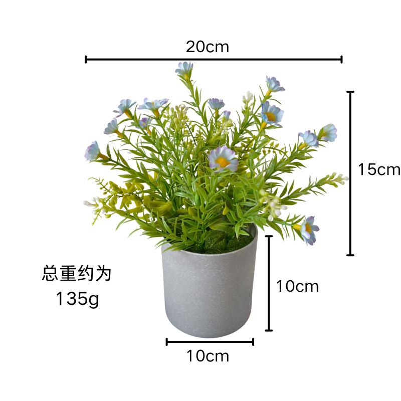 Simulación de flores en maceta pequeña margarita bonsai pequeño fresco pequeño conjunto de plantas en maceta falsas plantas de imitación al por mayor image 3