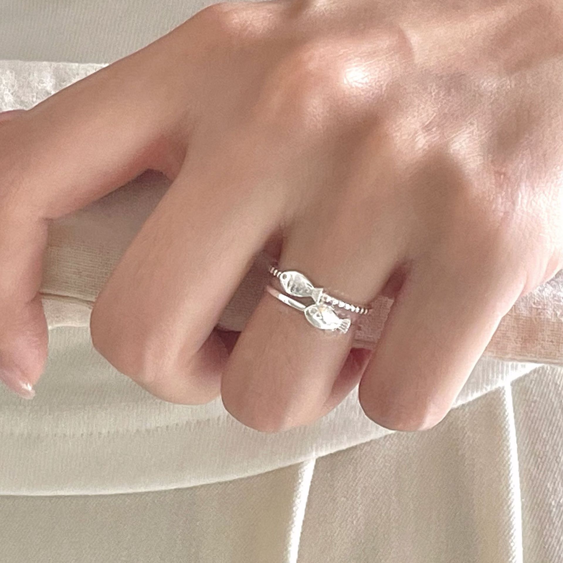 2g Weight Rings Classification Adjustable Ring Size 1 Piece Quantity Daily Occasion 925 Sterling Silver Material Fish Pattern Women's Gender Simple Style Style 925 Sterling Silver Fish Rings 925 Sterling Silver Rings 6