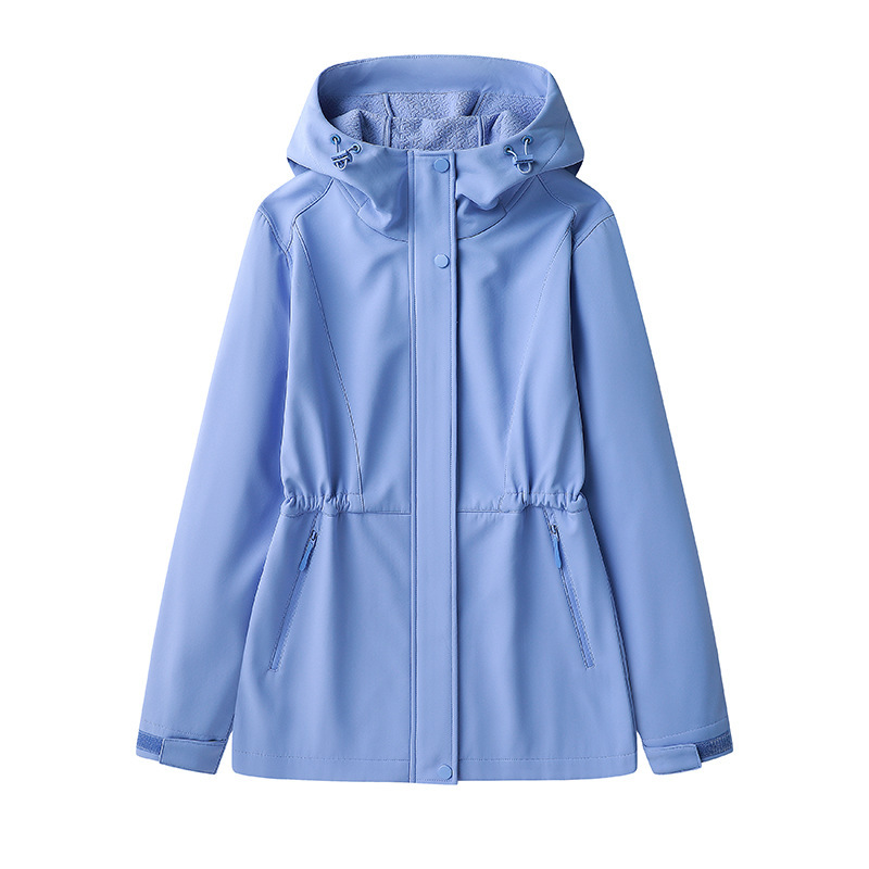 New softshell jacket, casual outdoor drawstring waist cincher, sports hiking jacket, windbreaker coat