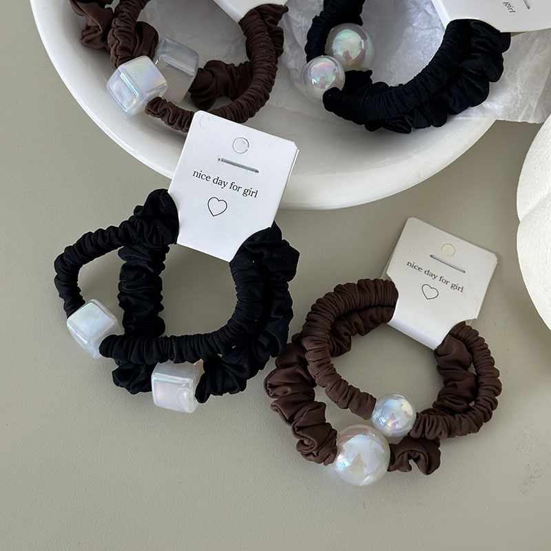 Coppia francese di perline rotonde di alta qualità di colore curry nero, perline di nicchia rotonde quadrate, anelli per capelli eleganti e veloci per coda di cavallo_voghion.com